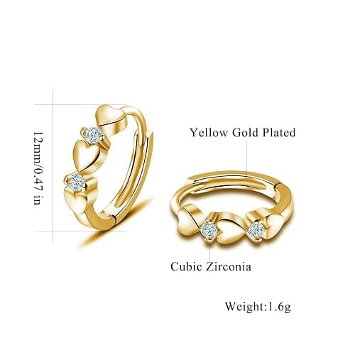 CiNily 14K White Gold Plated Small Hoop Earrings for Women Girls Heart Cubic Zirconia Hypoallergenic Earrings thumbnail 3