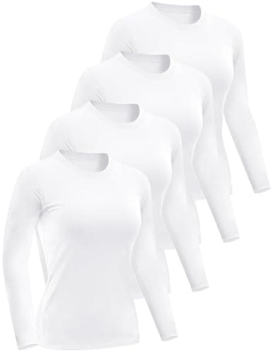 Dalavch 4/5 Pack Women’s Long Sleeve Basic Shirts Crew Neck Slim Fitted Compression Gym Workout Athletic Underscrubs Tops - Image 1