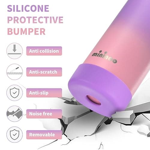 Mininoo Insulated Stainless Steel Kids Water Bottle for School with Straw Lid & Strap, 50 Stickers, 18 oz(Purple/Pink) thumbnail 6