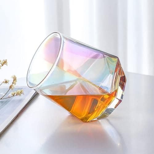 DIEWEISIMI Stemless Wine Glasses Set of 4, Modern Rainbow Diamond Wine Glass, Lead-Free Premium Crystal Iridescent Wine Glasses Set for Daily Use Wedding Anniversary or Birthday Gift thumbnail 6