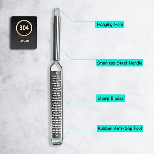 VOVOLY Lemon Zester, Cheese Grater, Parmesan Cheese, Ginger, Garlic, Nutmeg, Chocolate, Citrus, Lime Zester & Grater, Kitchen Tool with Razor-Sharp Stainless Steel Blade thumbnail 3