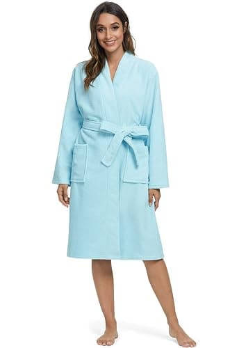 Orrpally Women Kimono Robes Lightweight Terry Cloth Bathrobe Knee Length Bath Robe thumbnail 2