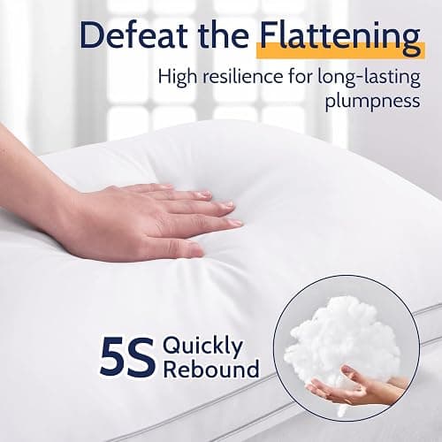 ROUMEA Pillows Standard Size Set of 2, Bed Pillows for Sleeping 2 Pack, Luxury Hotel Quality, Supportive Standard Pillows with Soft Down Alternative for Back Stomach Side Sleepers, Machine Washable thumbnail 5