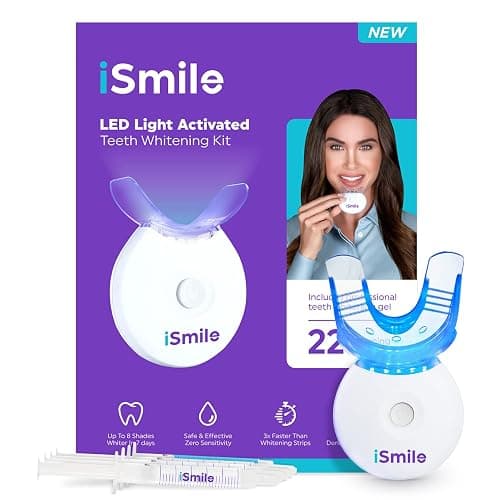 iSmile Teeth Whitening Kit - LED Light, 35% Carbamide Peroxide, (3) 3ml Gel Syringes, (1) Remineralization Gel, and Tray. thumbnail 6