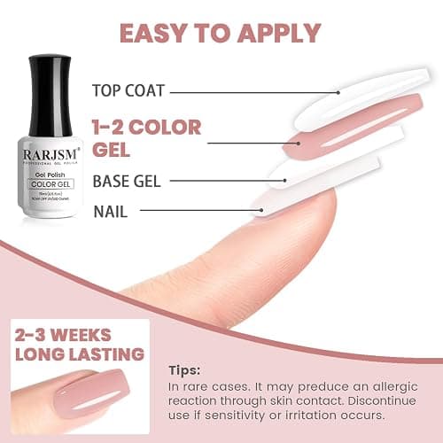 RARJSM Nude Gel Nail Polish Gray Mauve Pink Neutral Skin Tone Sheer Jelly Gel Polish 1PC 15ml Single Bottle Cream Transparent Pink Nail Gel Polish Soak off UV LED Cured for Home Salon DIY Manicure thumbnail 6
