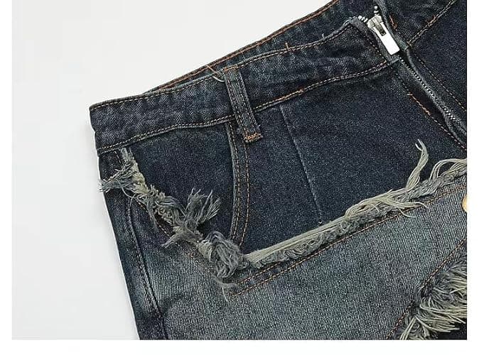 POHADON Y2K Blue Denim Shorts Summer Casual Loose Straight Leg Unisex Baggy Jeans Shorts Jorts Grunge Harajuku Streetwear thumbnail 2