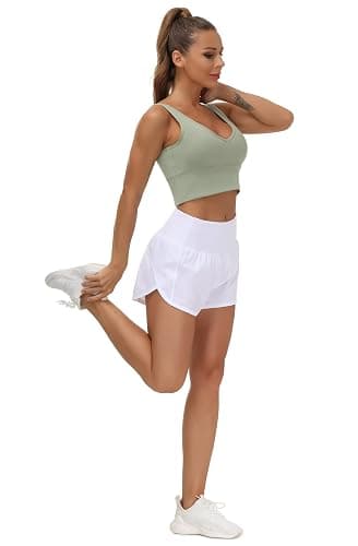 THE GYM PEOPLE Womens High Waisted Running Shorts Quick Dry Athletic Workout Shorts with Mesh Liner Zipper Pockets thumbnail 4