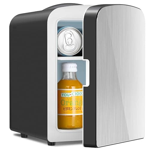 Antarctic Star Compact Refrigerator, Portable Mini Fridge, Skin Care 4L Capacity/6 Cans, for Bedroom, Car, Office & Dorm, Small Cooler for Cosmetics, Magnetic Brushed Stainless Steel Door,Black - Image 1