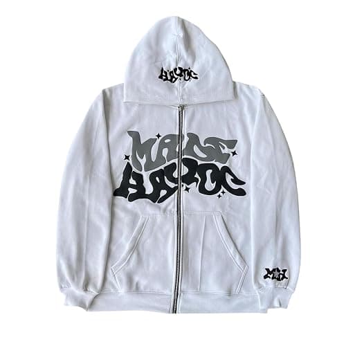 ZENMANCHEN Y2k Hoodies Puff Print Hoodie Grunge Graphic Zip Up Hoodies Y2k Jacket Hip Hop Streetwear Aesthetic Sweatshirts - Image 1