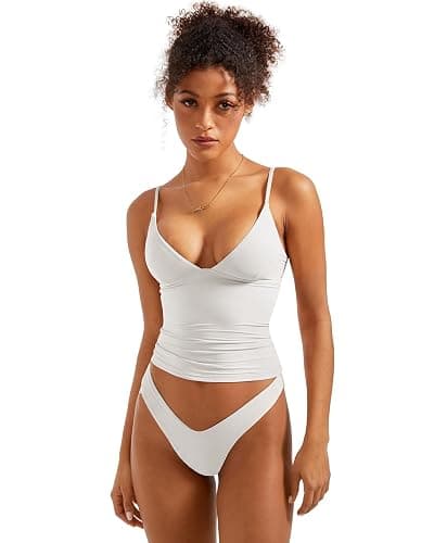 SUUKSESS Women Sexy Deep V Neck Sleeveless Fitted Basic Tops Y2K Tank Top Cami thumbnail 3