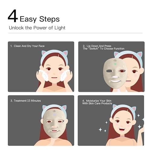 IOBTY Red Light Therapy Mask for Face, Blue & Red LED Light Therapy Face Masks Skincare at Home, USB Rechargeable (Maize Yellow) thumbnail 7