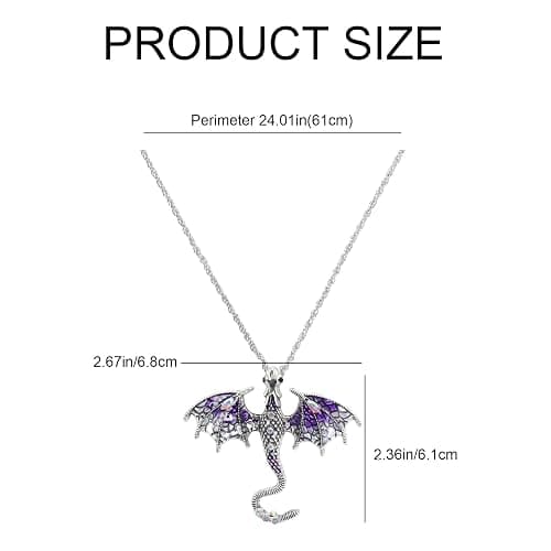 Wasise Dragon Necklace - Gothic Jewellery, Fourth Wing Merch, Gothic Jewelry with Fantasy Dragon Pendant, Chinese Dragons Pendant, Dragons Gifts for Women, Unique Necklace Gifts for Lovers thumbnail 2