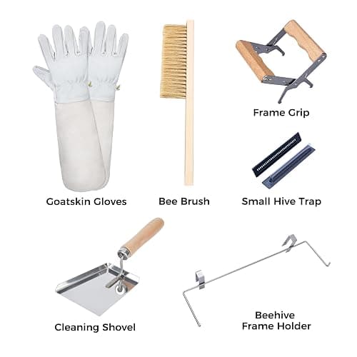 POLLIBEE 22 Pcs Beekeeping Tools, Bee Hives Starter Kit Beekeeping Supplies, Equipment with Bee Smoker for Beekeeping, Necessary Bee Hive Tools for Beginners and Beekeepers thumbnail 4