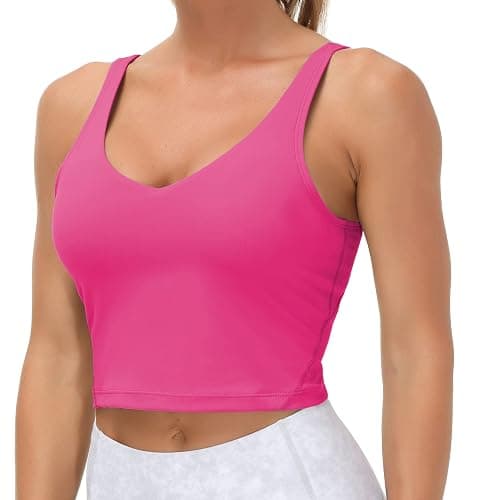 Wjustforu Women Sports Bra Yoga Tank Longline Padded Workout Crop Tank Top Fitness Workout Running Top thumbnail 3