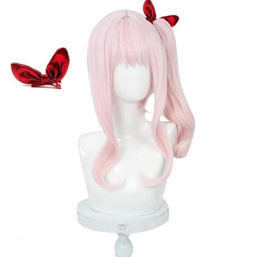 abouder Cute Pink Ponytail Wig Akiyama Mizuki Anime Cosplay Long Curly Hair Wigs with Bangs Heat Resistant Synthetic Wigs - Image 1