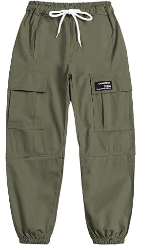 SANGTREE Girls & Womens Drawstring Cargo Jogger Pants,3 Years - Women 3XL thumbnail 3