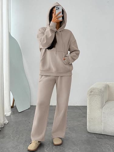 Trendy Queen Womens 2 Piece Outfits Lounge Fall Fashion Sets Oversized Sweatshirts Wide Leg Pants Sweatsuits Winter Clothes thumbnail 6