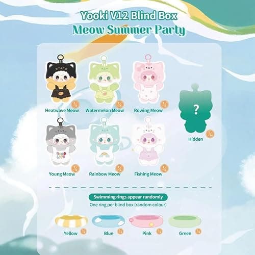 Triiter Yooki Meow Summer Party Series Plush Blind Box 1PC(1 of 7 Possible Styles) Cute Figures Collectible Toys Birthday Gifts (1Pcs BlindBox) thumbnail 3