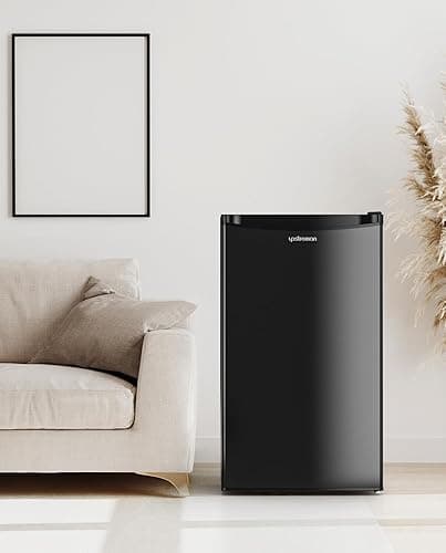 Upstreman 3.2 Cu.Ft Mini Fridge with Freezer, Single Door Mini Fridge, Dorm Fridge, Adjustable Thermostat, Mini Refrigerator for Bedroom, Office, Dorm, Black-BR321 thumbnail 3