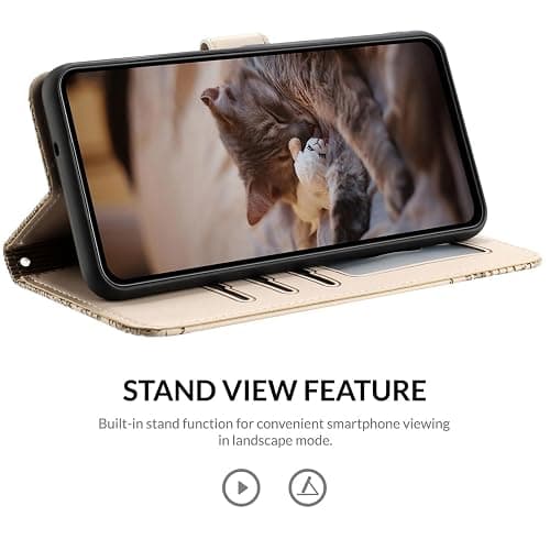 Aisenth Wallet Case for Samsung Galaxy S21 Ultra 5G SM-G998B with Card Slots & Kickstand – Cute Cat & Butterfly Embossed PU Leather Magnetic Flip Cover, Protective with Wrist Strap thumbnail 4