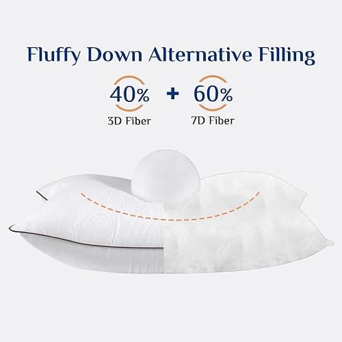 JOLLYVOGUE Pillows Standard Size Set of 2, Cooling and Supportive Pillows Full Size Set of 2 for Side and Back Sleepers, Down Alternative Hotel Collection Sleeping Pillow thumbnail 4