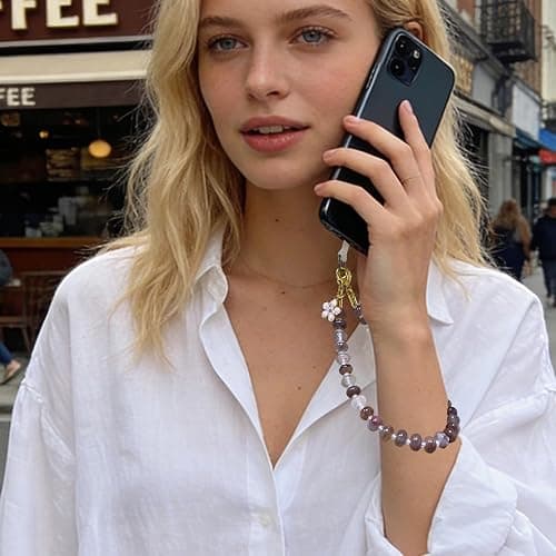 VICHUNHO Beaded Phone Wrist Strap, Cellphone Lanyard with Tether Tab, Cute Cell Phone Wristlet Bracelet for Women Girls thumbnail 2