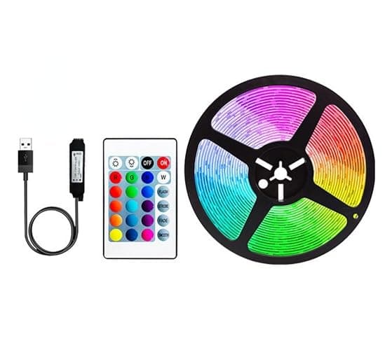 anso 100ft 50ft LED Strip Lights for Room TV PC Back Light Tape 5050 RGB Bluetooth APP USB (5m/16.4ft USB Set) - Image 1