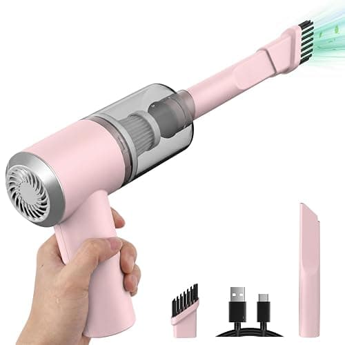 Auloea Mini Cordless Handheld Vacuum for Car, Keyboard, Laptop, Home, Pink | Quick Cleanups, Tight Spaces, USB-C Rechargeable, Easy Storage, Office, Cup Holders, Seat Gaps, Window Tracks - Image 1