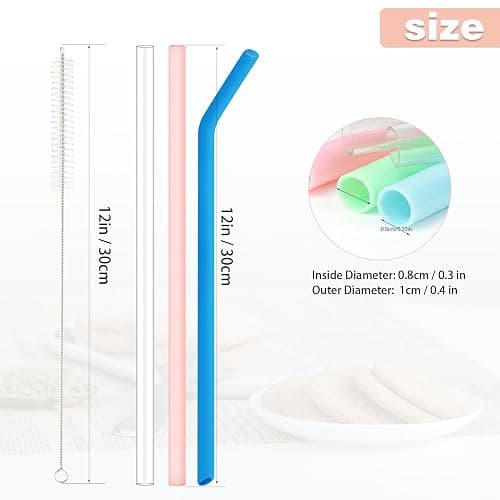 Aineedy 8 Pack Silicone Straws for Stanley 30 oz & 40 oz Tumblers, 12.4 in | 12” Long Reusable 0.4" Wide Drinking Straw with 1 cleaning brush. Fits select YETI and Simple Modern 30–40 oz tumblers thumbnail 3