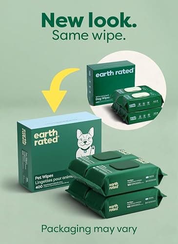 Earth Rated Pet Wipes for Dogs and Cats, Hypoallergenic, 3-in-1 Cleaning, Deodorizing and Hydrating, for Grooming Paws, Body and Butt, New White Tea and Basil Scent, 400 Count thumbnail 2