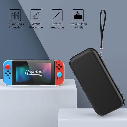 HEYSTOP Switch Case Compatible with Nintendo Switch, 9 in 1 Accessories kit with Carrying Case, Dockable Protective Case, HD Screen Protector and 6pcs Thumb Grips Caps thumbnail 6