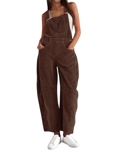 AMEBELLE Corduroy Overalls for Women Barrel Wide Leg Bib Corduroy Pants Women Adjustable Romper Jumpsuit with Pockets - Image 1