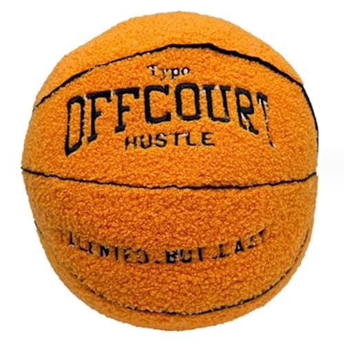 OUKEYI 9.8"/25cm Offcourt Basketball Plush Toy, Soft Basketball Plush Pillow Stuffed Basketball Plush Toy Sofa Ball Pillow Household Stuffed Ball for Fans Boys and Girls All of Age (Orange) - Image 1