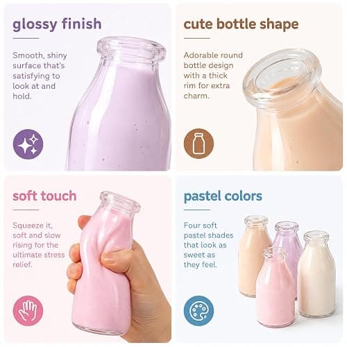 Milk Bottle Shaped Squishy Toy，Pink Milk | Soft elastic material thumbnail 6
