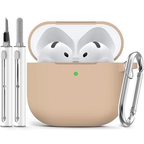 Ljusmicker for AirPods 4 Case Cover 2024 with Cleaner Kit,Soft Silicone Protective Cover for Apple AirPods 4th Generation for Women Men,AirPod 4 Case Accessories with Keychain-Brown - Image 1