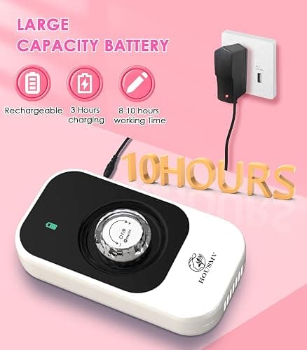 Portable Nail Drill Electric File: 40000RPM Professional Rechargeable Nail E-File Machine, Cordless Nail Drill with Bits & Base for Acrylic Nails Remove Nail Gel Polish Manicure for Salon Home, White thumbnail 3