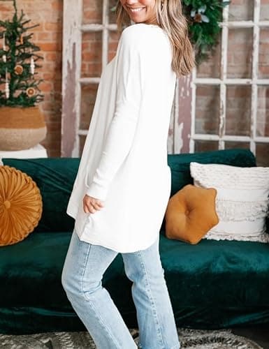 Poetsky Fall Womens Tunic or Tops to Wear with Leggings Long Sleeve Casual Long Shirts Blouses with Pockets thumbnail 2