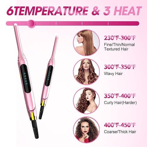 Mvxitanny Mini Flat Irons for Short Hair,Pixie Cut & Bangs,Pencil Hair Straightener for Edges with LED Display,Small Hair Straightener with Dual Voltage,Ease to use and Fast 15 Second Heat up（Pink） thumbnail 3
