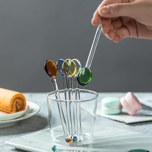 GULELAYAR 5 Pieces Glass Spoons for Coffee Teaspoons Glass Stirring Spoon Rod 5.9 inch Coffee Stirrers Ice Tea Spoon Glass Mixing Spoon for Tea SugarHome Bar Party thumbnail 2