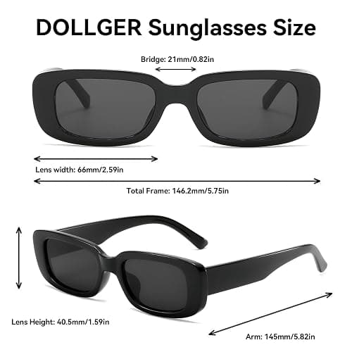 Dollger Rectangle Sunglasses for Women Men Trendy Retro Fashion Sunglasses UV 400 Protection Square Fram thumbnail 5