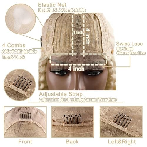 4x1#613 Lace Front Wig Human Hair T-part Transparent Lace Straight 150% Density Free Part Blonde Lace Front Wigs Human Hair Pre Plucked with Baby Hair HD Lace Frontal Wig for Women 30 Zoll thumbnail 3