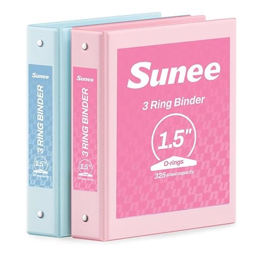 SUNEE 3 Ring Binder 1.5 Inch 2 Pack, Clear View Binder Three Ring PVC-Free (Fit 8.5x11 Inches) for School or Office Supplies, Pink & Blue - Image 1
