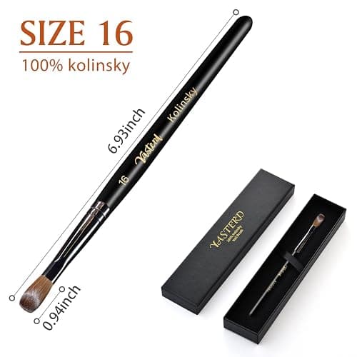 Yasterd Acrylic Nail Brushes - Kolinsky Size 16 Oval Crimped Shaped Brush for Acrylic Application, Black Wood Handle Professional Nail Art Powder Brush Manicure Tool thumbnail 3