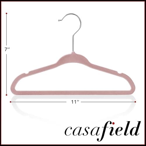 Casafield 50 Velvet Baby Hangers - 11" Size for Infant & Toddler Clothes - Light Pink thumbnail 3