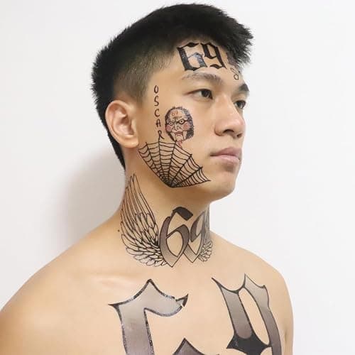 69 Temporary Tattoos Set, 69 Tattoo Stickers Included Face, Arm, Hand, Body For Halloween Costume Party Men Women thumbnail 3
