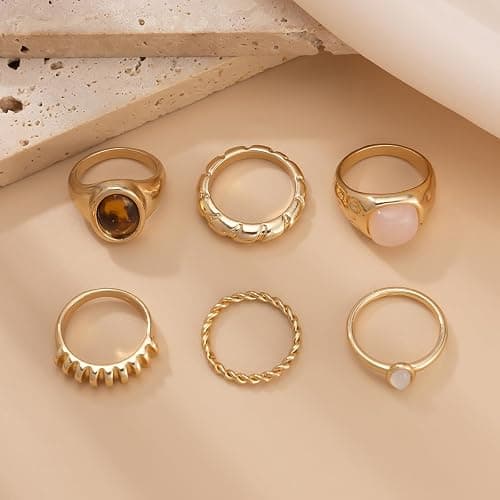 ONBRIG Chunky Rings for Women Adjustable Stackable Rings for Women Thick Ring Trendy Statement Ring Dainty Chunky Jewelry thumbnail 4