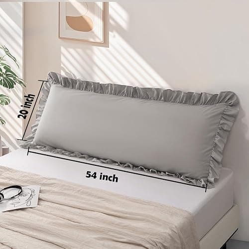 1 Piece 20''x54'' Body Pillow Case, Microfiber Dark Gray Ruffle Pillowcases, Soft Breathable and Non Shrinking Envelope Long Body Pillowcases thumbnail 2
