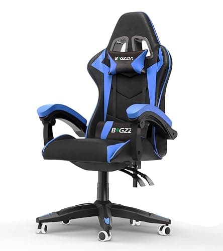 bigzzia Gaming Stuhl Ergonomisch, Gaming Sessel, Pc Stuhl, Gaming Chair, 90-135° Rückenlehne Gamer Stuhl Mit Kopfkissen Und Armlehnen für Jugendliche und Erwachsene Blau - Image 1