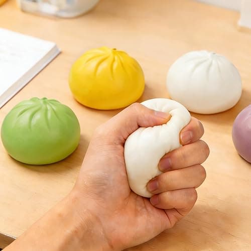Dumpling Squishy,Dumplings Stress Balls Fidget Sensory Toy,Dumplings Stress Fidget Sensory Balls with Food Steamer,Easter Gift,Birthday Gift (White + Green) thumbnail 2