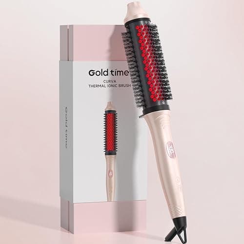 Infrared Thermal Brush, 1.65 inch Heated Round Brush for Blowout Look, Universal Voltage, Negative Ion Technology, 6 Temperature Settings, Less Damage, Pink Gifts for Women Teen Girls - Image 1